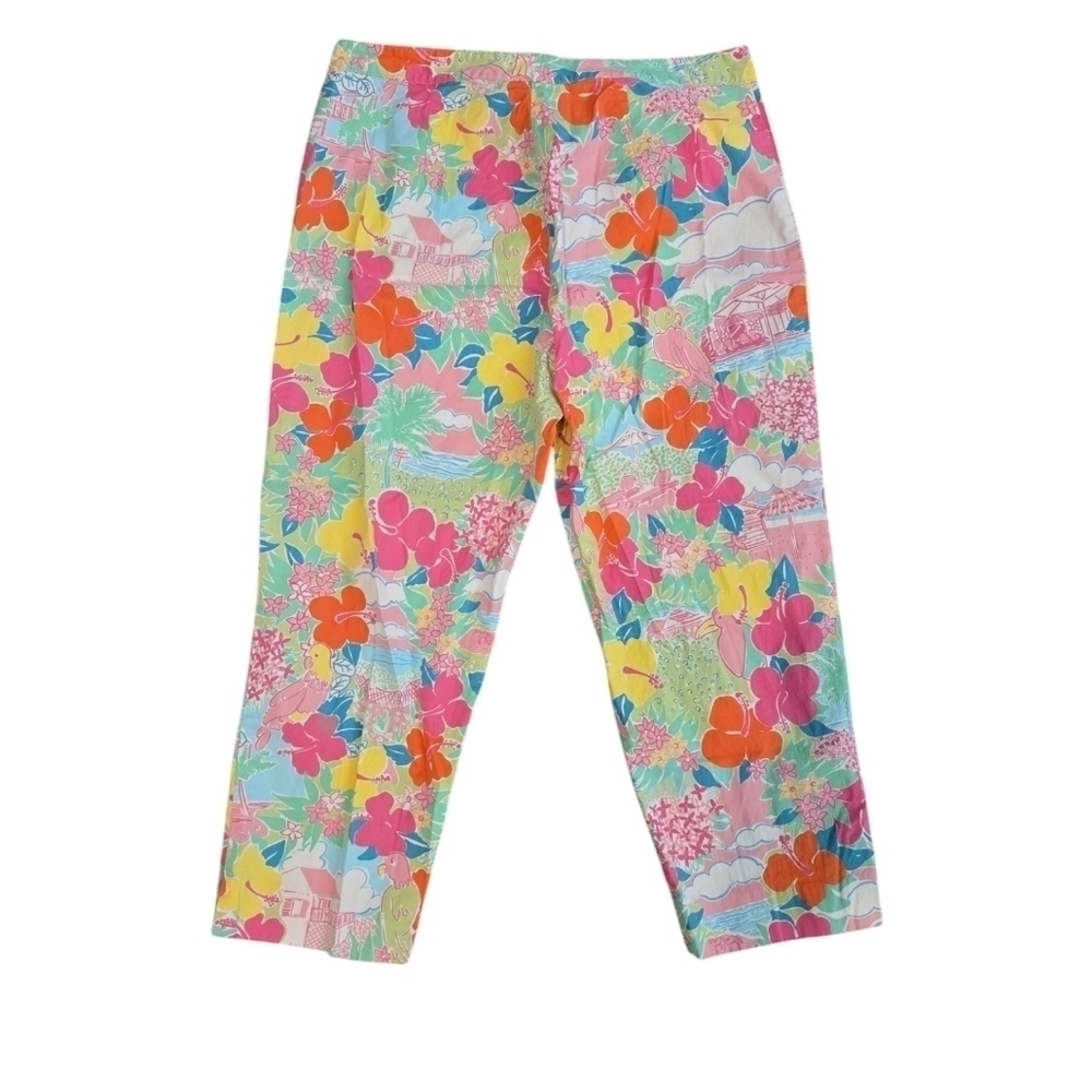 LILLY PULITZER FLORAL & CLOUDS CROPPED PANTS. SIZE 10 PETITE. - Picture 2 of 6